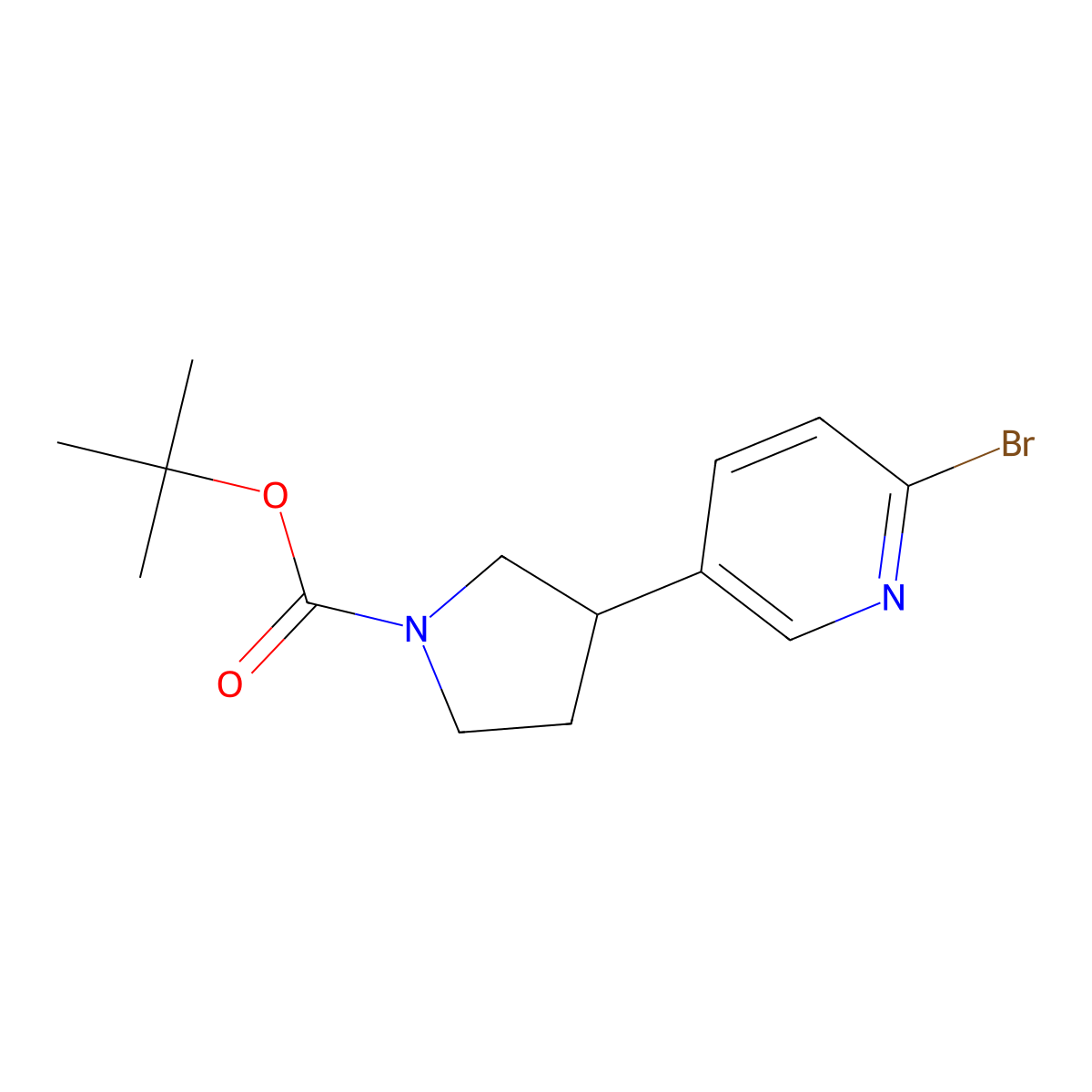 tert-Butyl 3-(6-bromopyridin-3-yl)pyrrolidine-1-carboxylate molecular structure, CAS 2222933-87-9