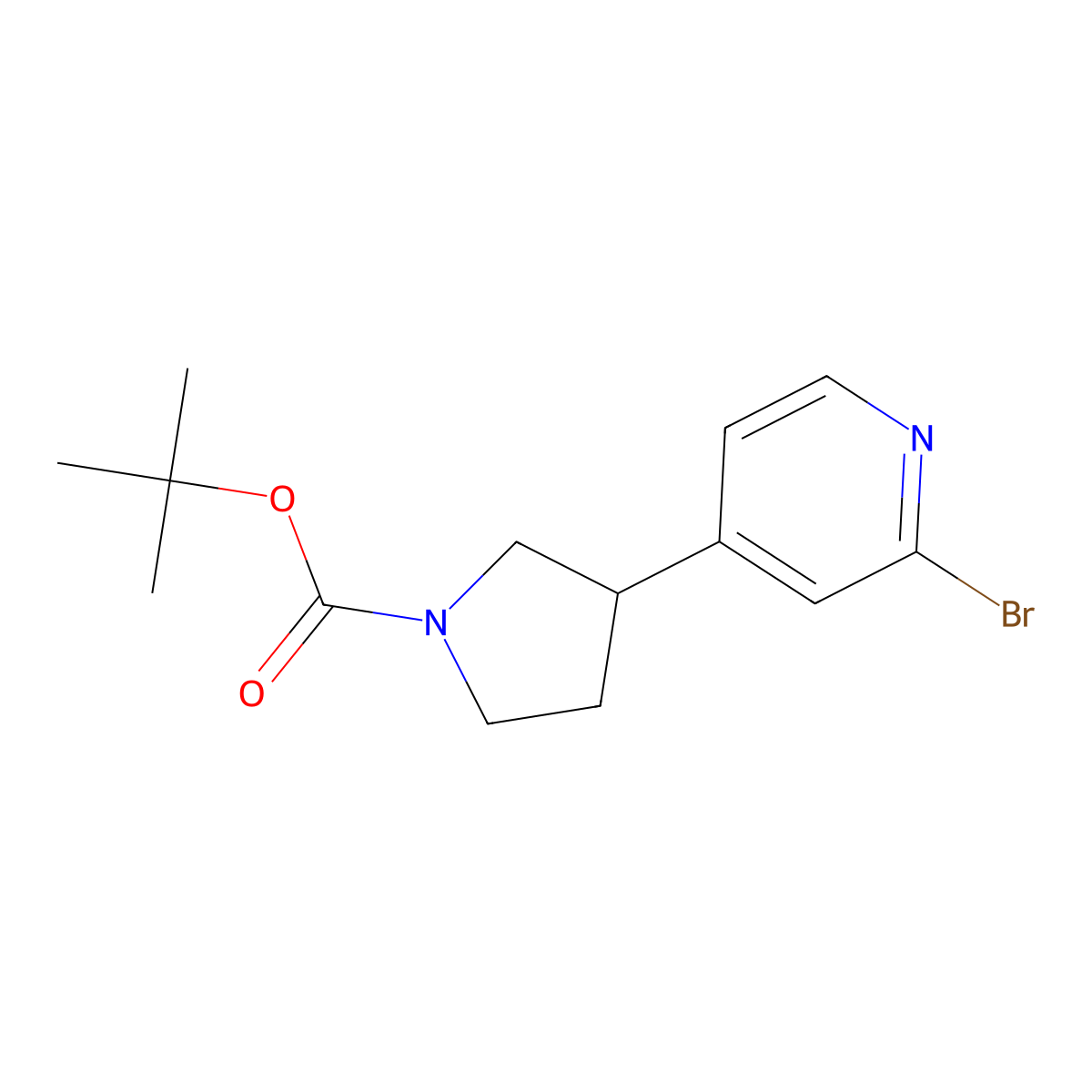 Tert-butyl 3-(2-bromopyridin-4-yl)pyrrolidine-1-carboxylate molecular structure, CAS 2222933-89-1
