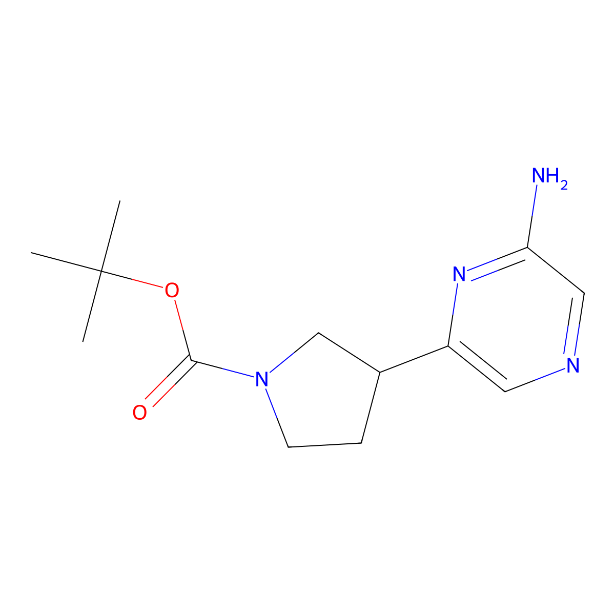 Tert-butyl 3-(6-aminopyrazin-2-yl)pyrrolidine-1-carboxylate molecular structure, CAS 2222933-90-4