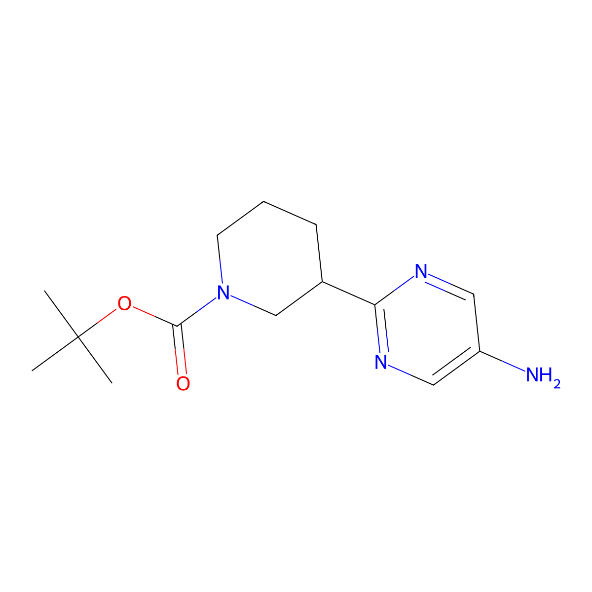 Tert-butyl 3-(5-aminopyrimidin-2-yl)piperidine-1-carboxylate molecular structure, CAS 2222933-91-5