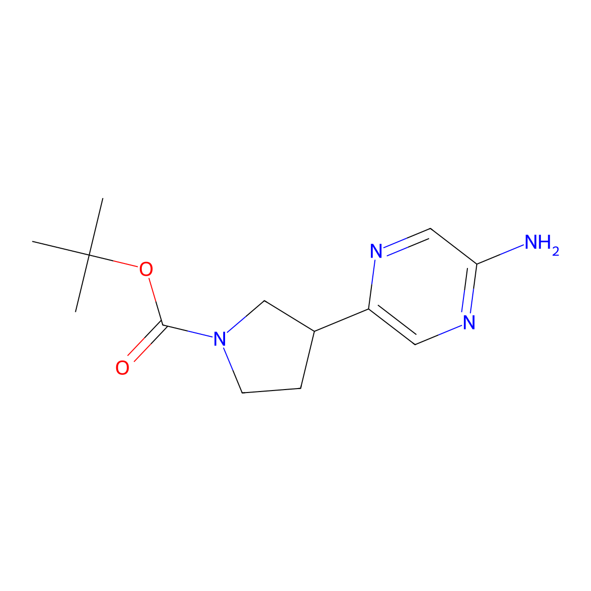 Tert-butyl 3-(5-aminopyrazin-2-yl)pyrrolidine-1-carboxylate molecular structure, CAS 2222933-92-6