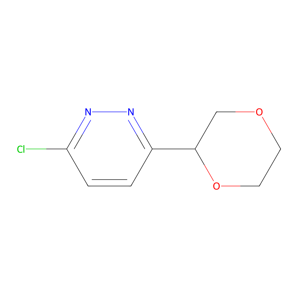 3-Chloro-6-(1,4-dioxan-2-yl)pyridazine molecular structure, CAS 2222933-98-2
