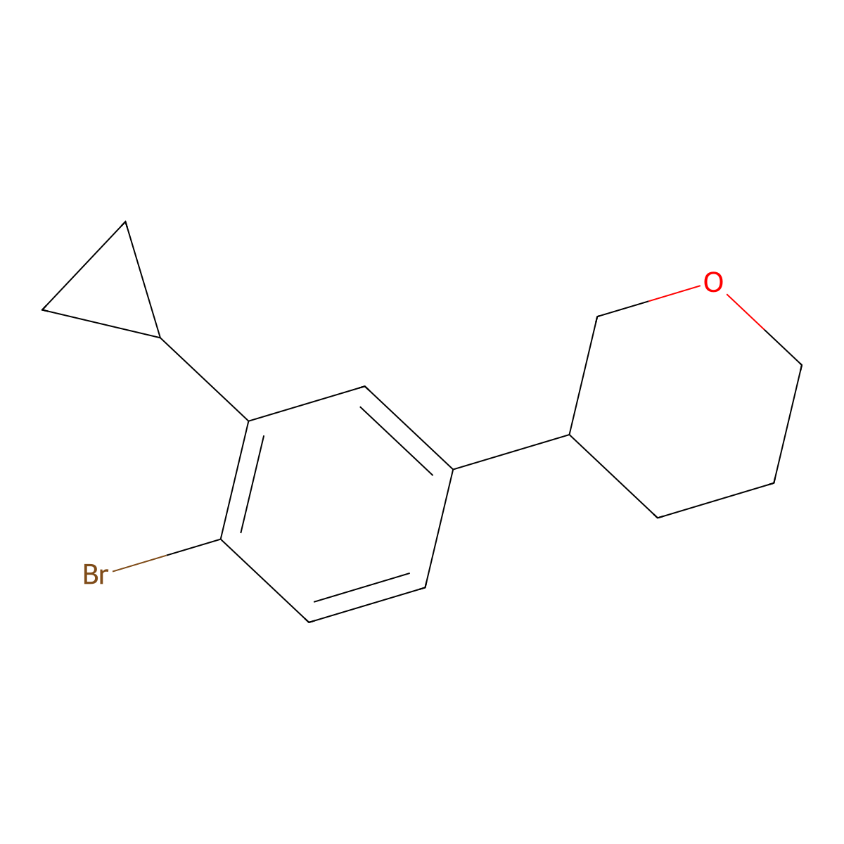 3-(4-bromo-3-cyclopropylphenyl)tetrahydro-2H-pyran molecular structure, CAS 2222934-00-9