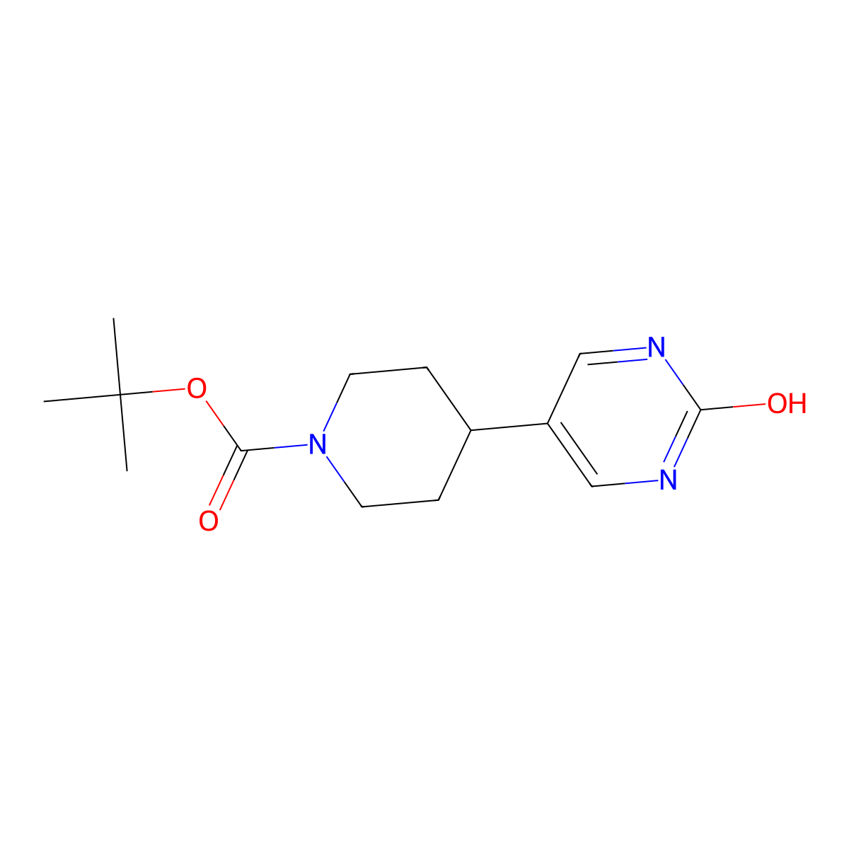 Tert-butyl 4-(2-hydroxypyrimidin-5-yl)piperidine-1-carboxylate molecular structure, CAS 2222934-02-1