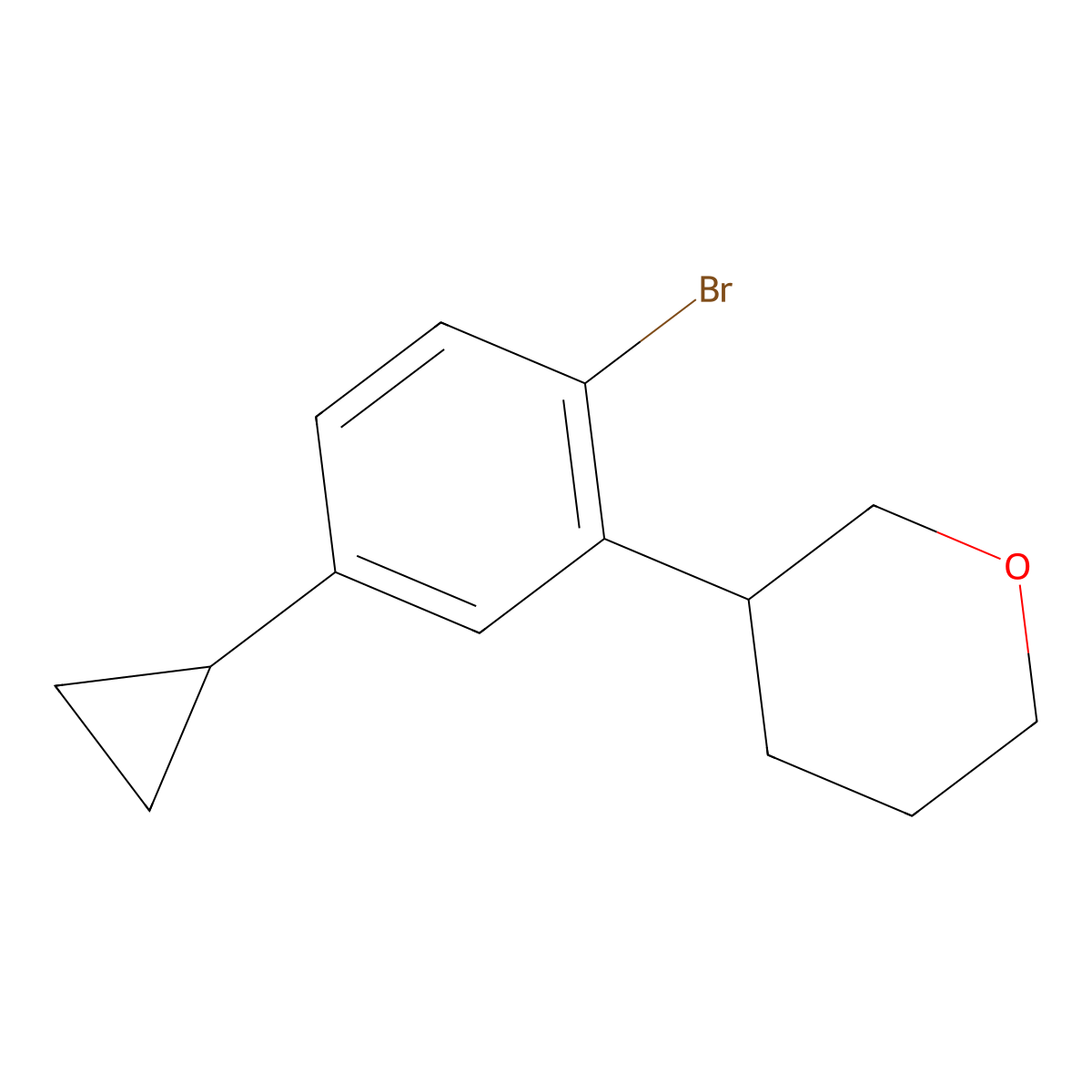 3-(2-bromo-5-cyclopropylphenyl)tetrahydro-2H-pyran molecular structure, CAS 2222934-03-2
