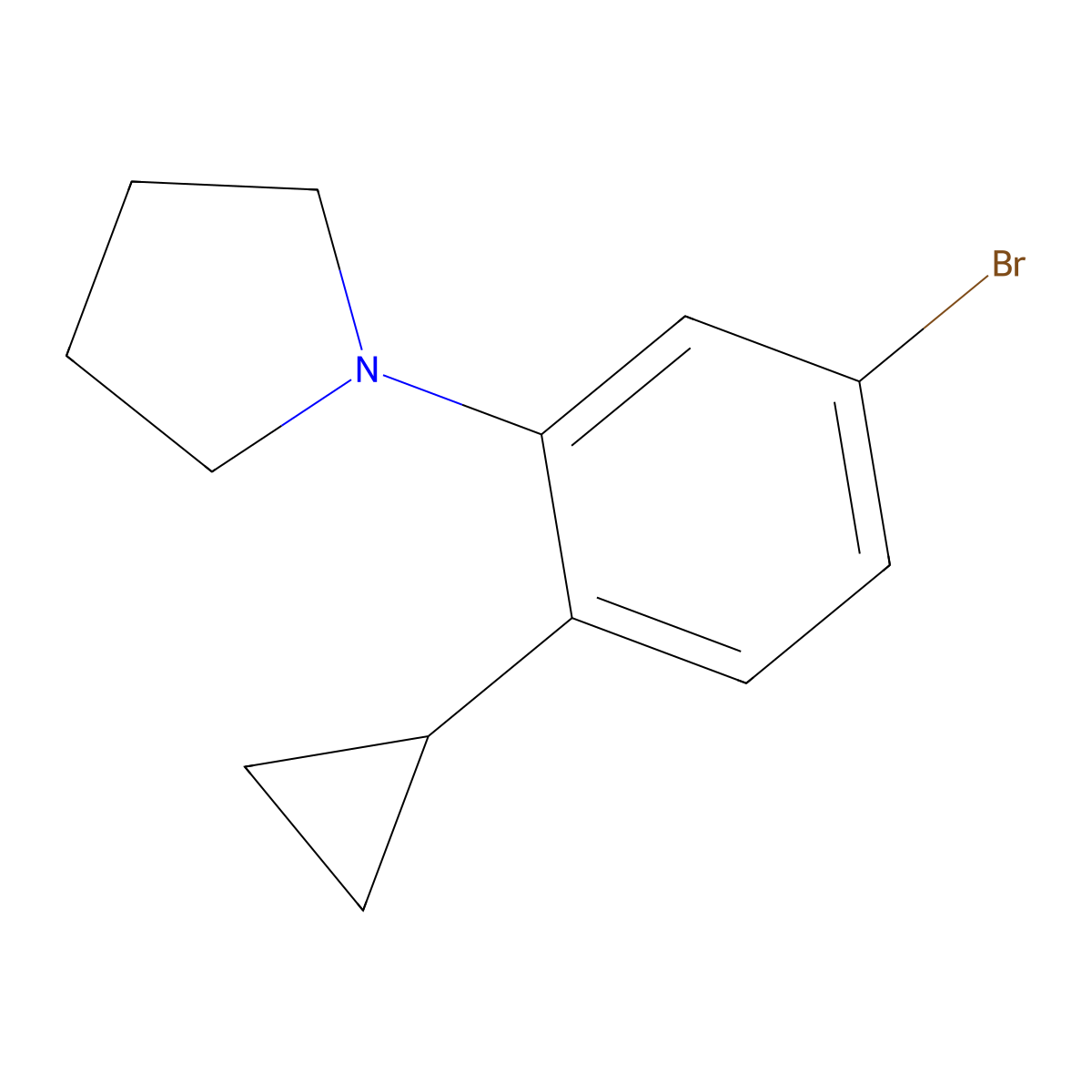 1-(5-Bromo-2-cyclopropylphenyl)pyrrolidine molecular structure, CAS 2222934-06-5