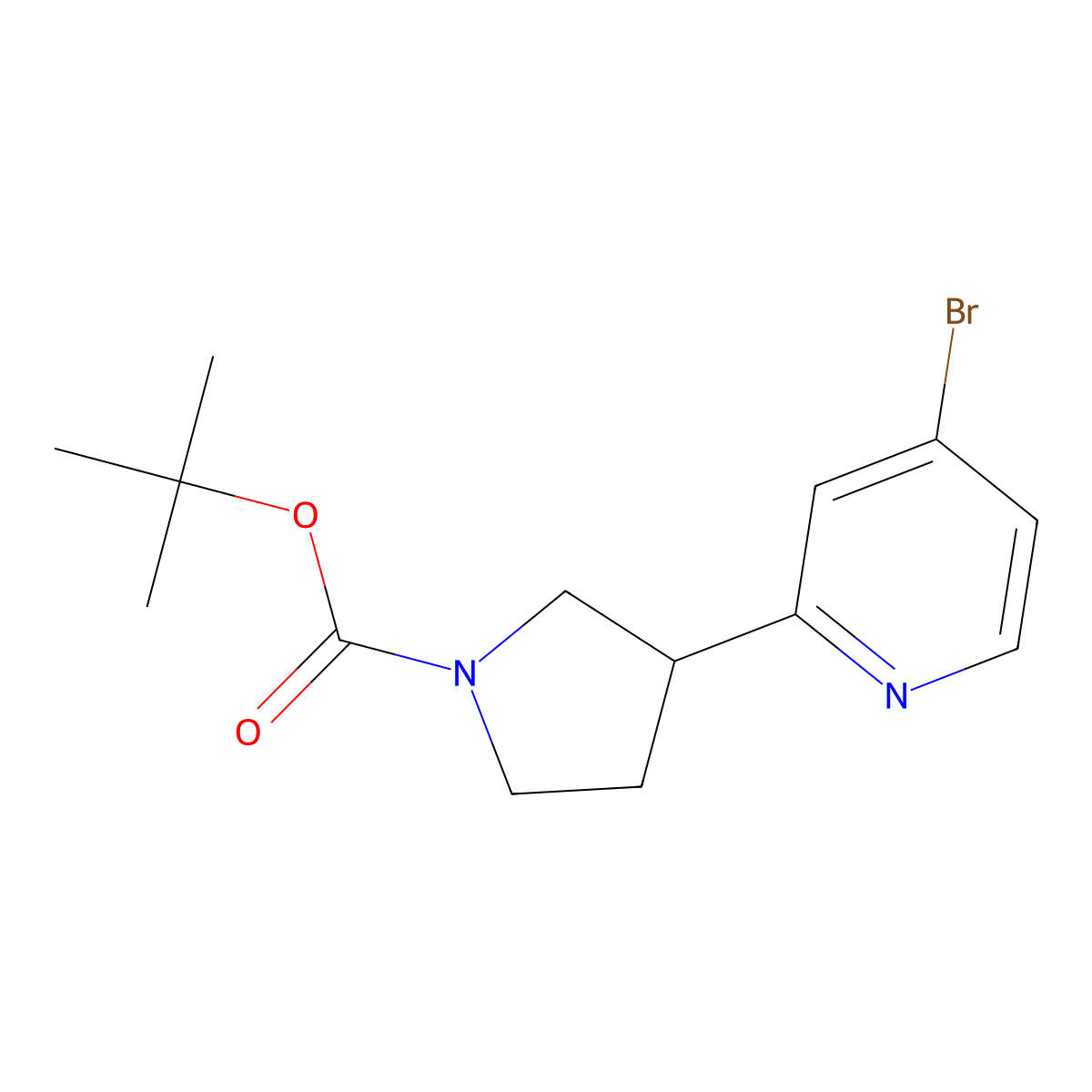Tert-butyl 3-(4-bromopyridin-2-yl)pyrrolidine-1-carboxylate molecular structure, CAS 2222934-09-8