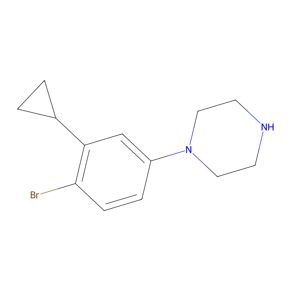 1-(4-Bromo-3-cyclopropylphenyl)piperazine molecular structure, CAS 2222934-12-3