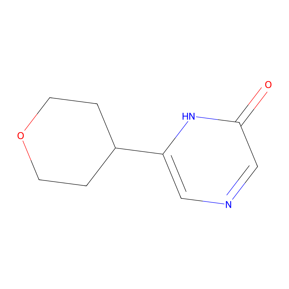 6-(tetrahydro-2H-pyran-4-yl)pyrazin-2-ol molecular structure, CAS 2222934-13-4