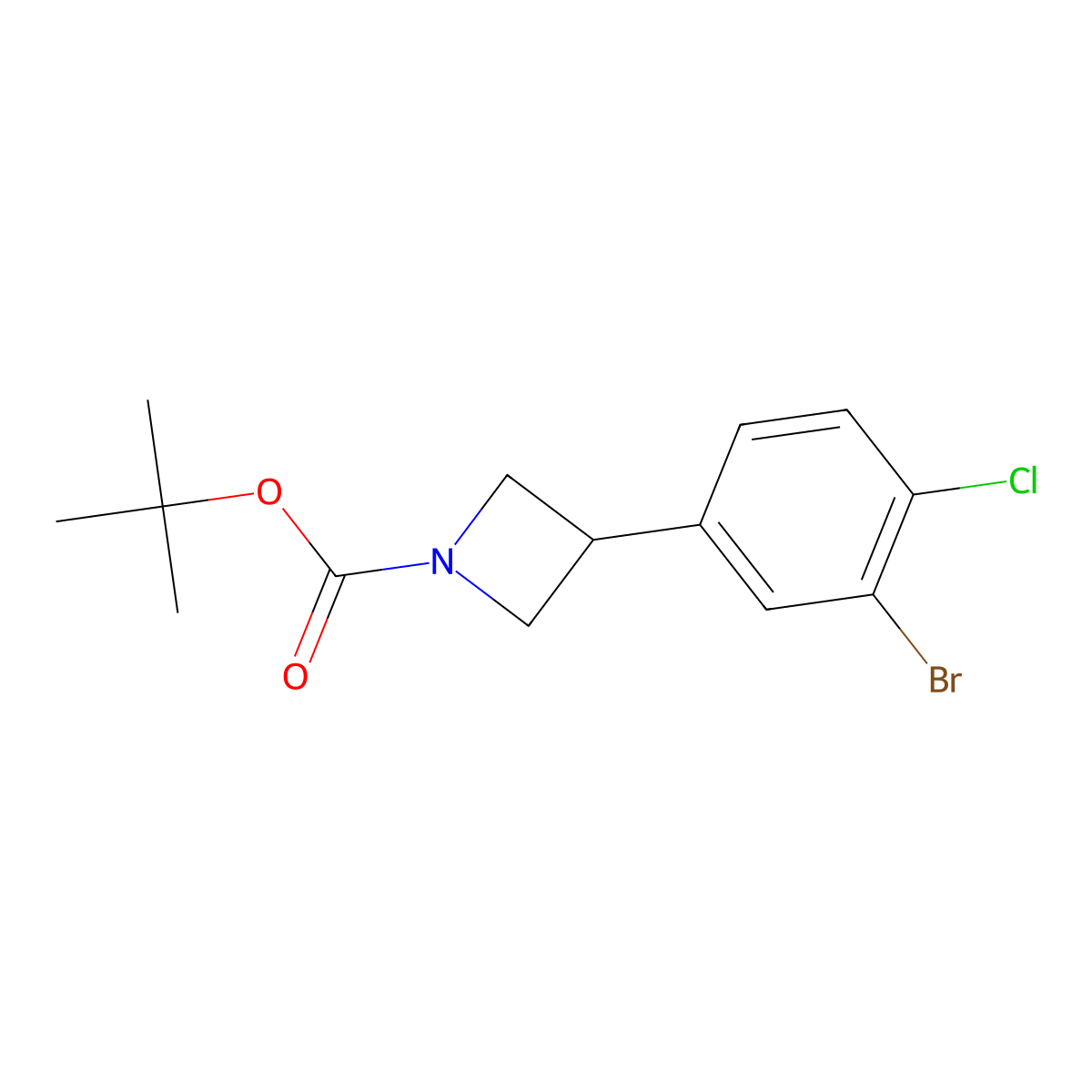 Tert-butyl 3-(3-bromo-4-chlorophenyl)azetidine-1-carboxylate molecular structure, CAS 2222934-15-6