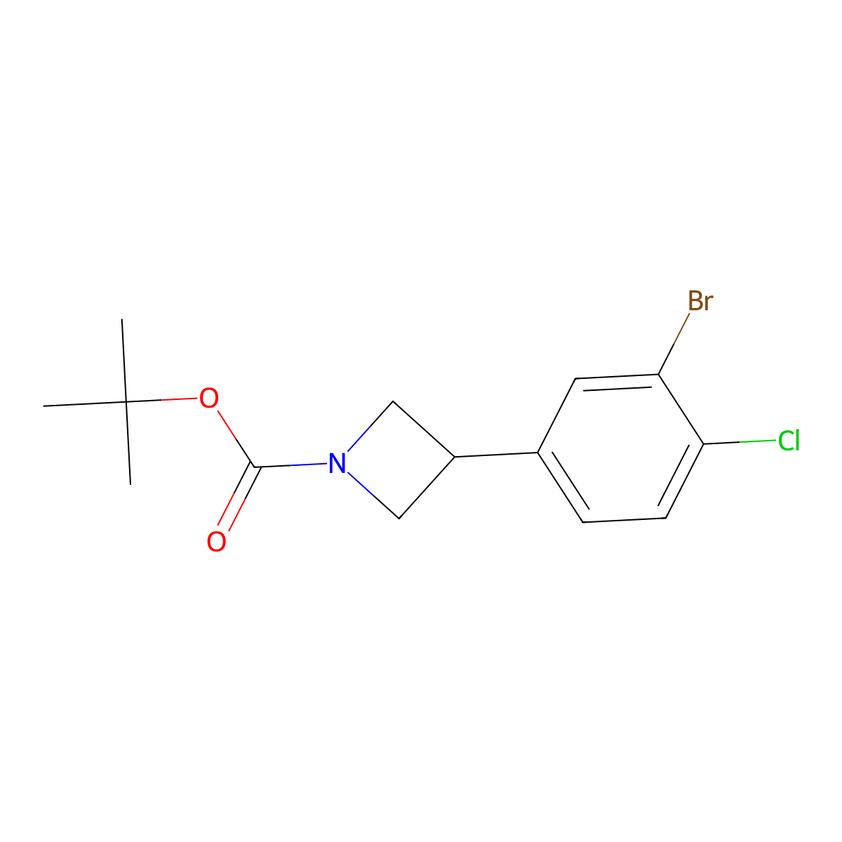 Tert-butyl 3-(3-bromo-4-chlorophenyl)azetidine-1-carboxylate molecular structure, CAS 2222934-15-6