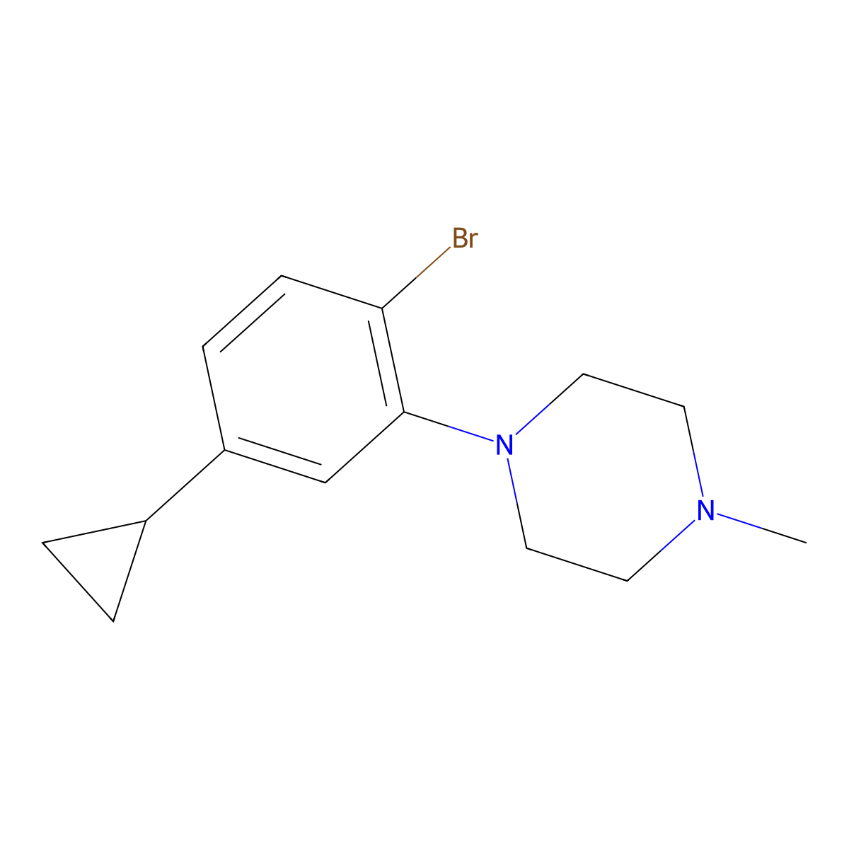 1-(2-Bromo-5-cyclopropylphenyl)-4-methylpiperazine molecular structure, CAS 2222934-18-9