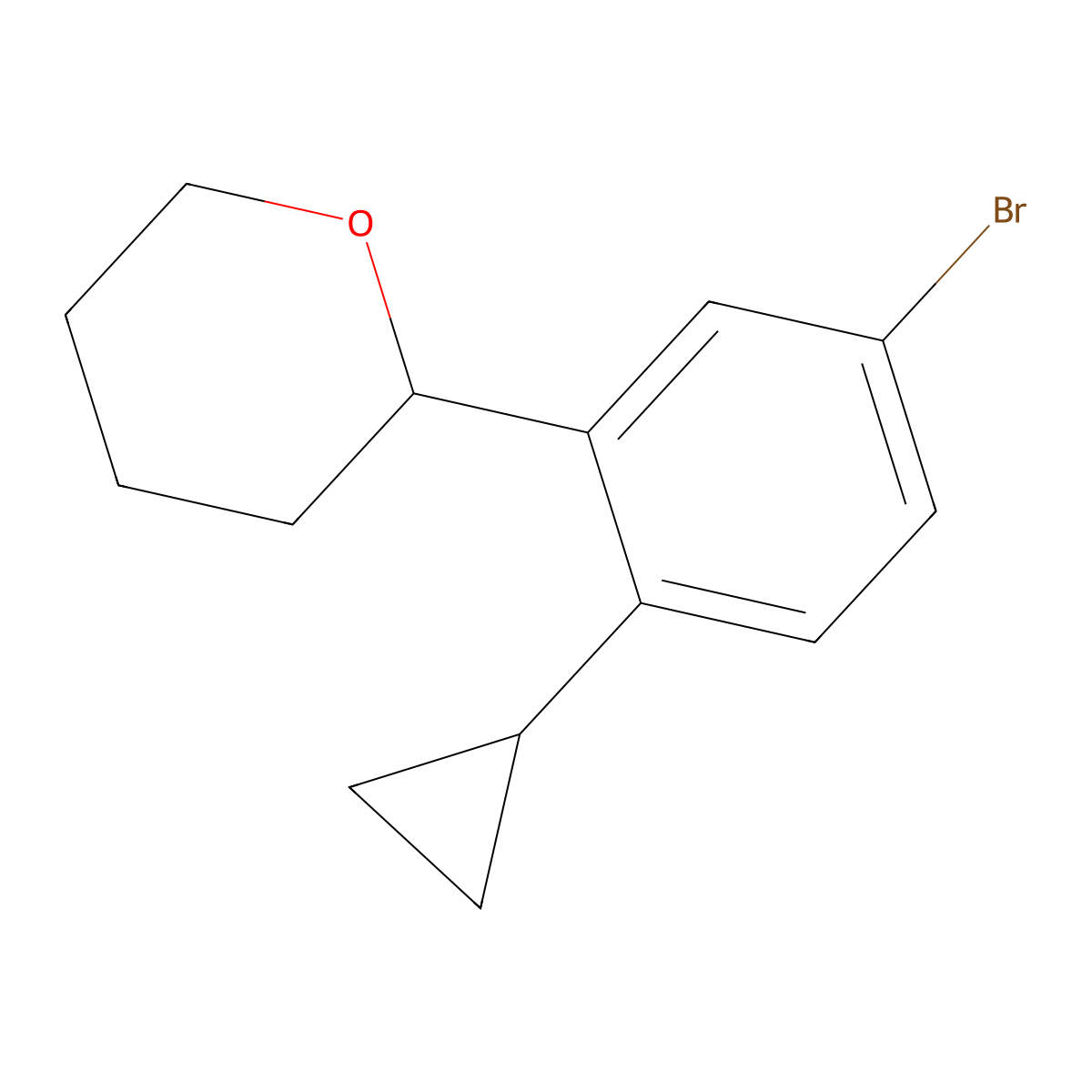 2-(5-bromo-2-cyclopropylphenyl)tetrahydro-2H-pyran molecular structure, CAS 2222934-20-3