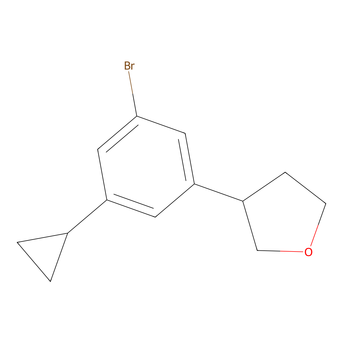 3-(3-Bromo-5-cyclopropylphenyl)tetrahydrofuran molecular structure, CAS 2222934-25-8
