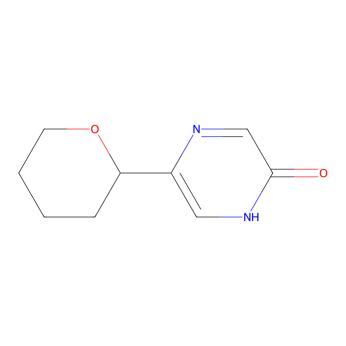 5-(tetrahydro-2H-pyran-2-yl)pyrazin-2-ol molecular structure, CAS 2222934-26-9