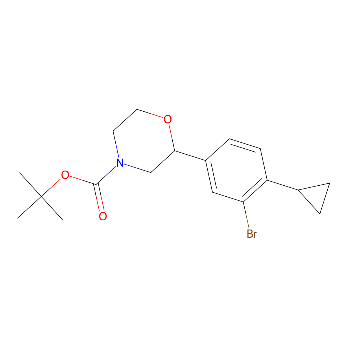 Tert-butyl 2-(3-bromo-4-cyclopropylphenyl)morpholine-4-carboxylate molecular structure, CAS 2222934-27-0