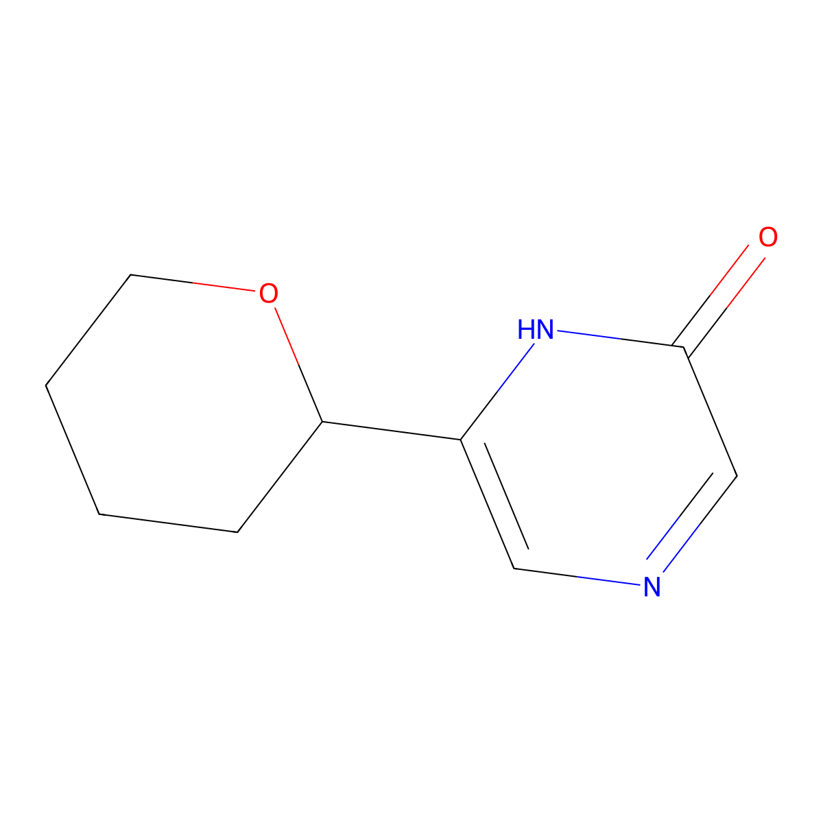 6-(tetrahydro-2H-pyran-2-yl)pyrazin-2-ol molecular structure, CAS 2222934-29-2