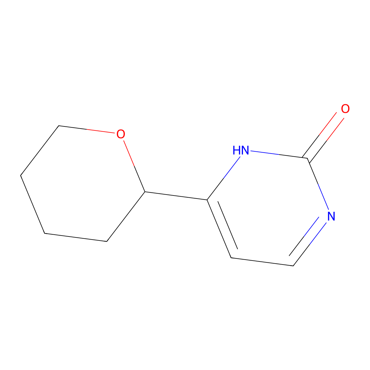 4-(tetrahydro-2H-pyran-2-yl)pyrimidin-2-ol molecular structure, CAS 2222934-32-7
