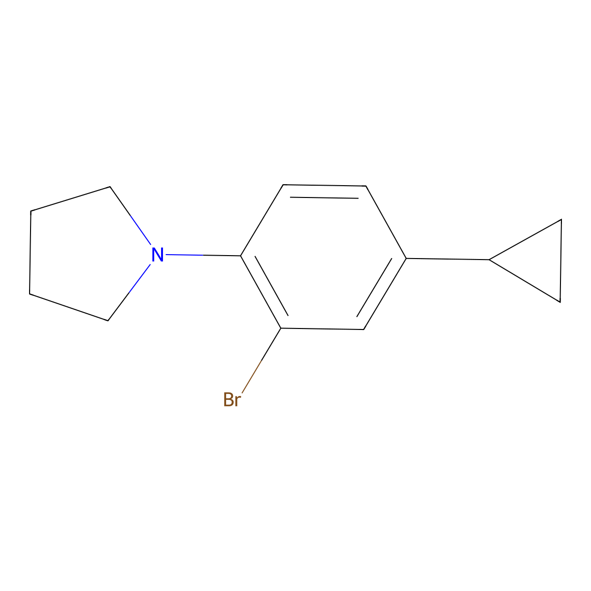 1-(2-Bromo-4-cyclopropylphenyl)pyrrolidine molecular structure, CAS 2222934-33-8