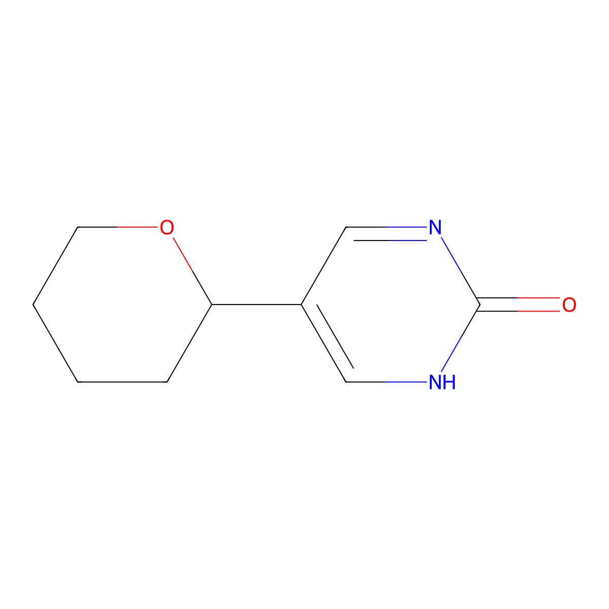 5-(tetrahydro-2H-pyran-2-yl)pyrimidin-2-ol molecular structure, CAS 2222934-37-2