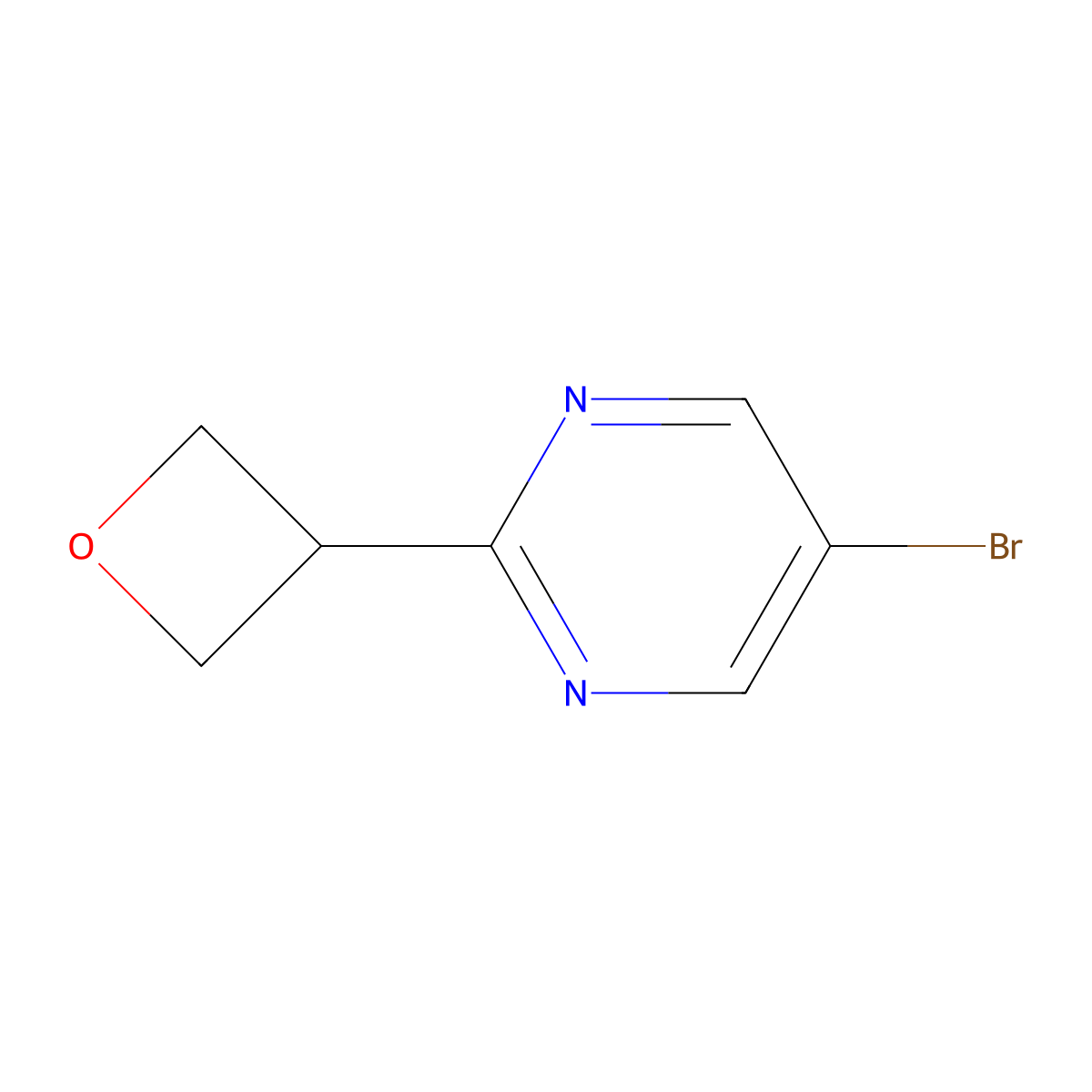 5-Bromo-2-(oxetan-3-yl)pyrimidine molecular structure, CAS 2222934-39-4