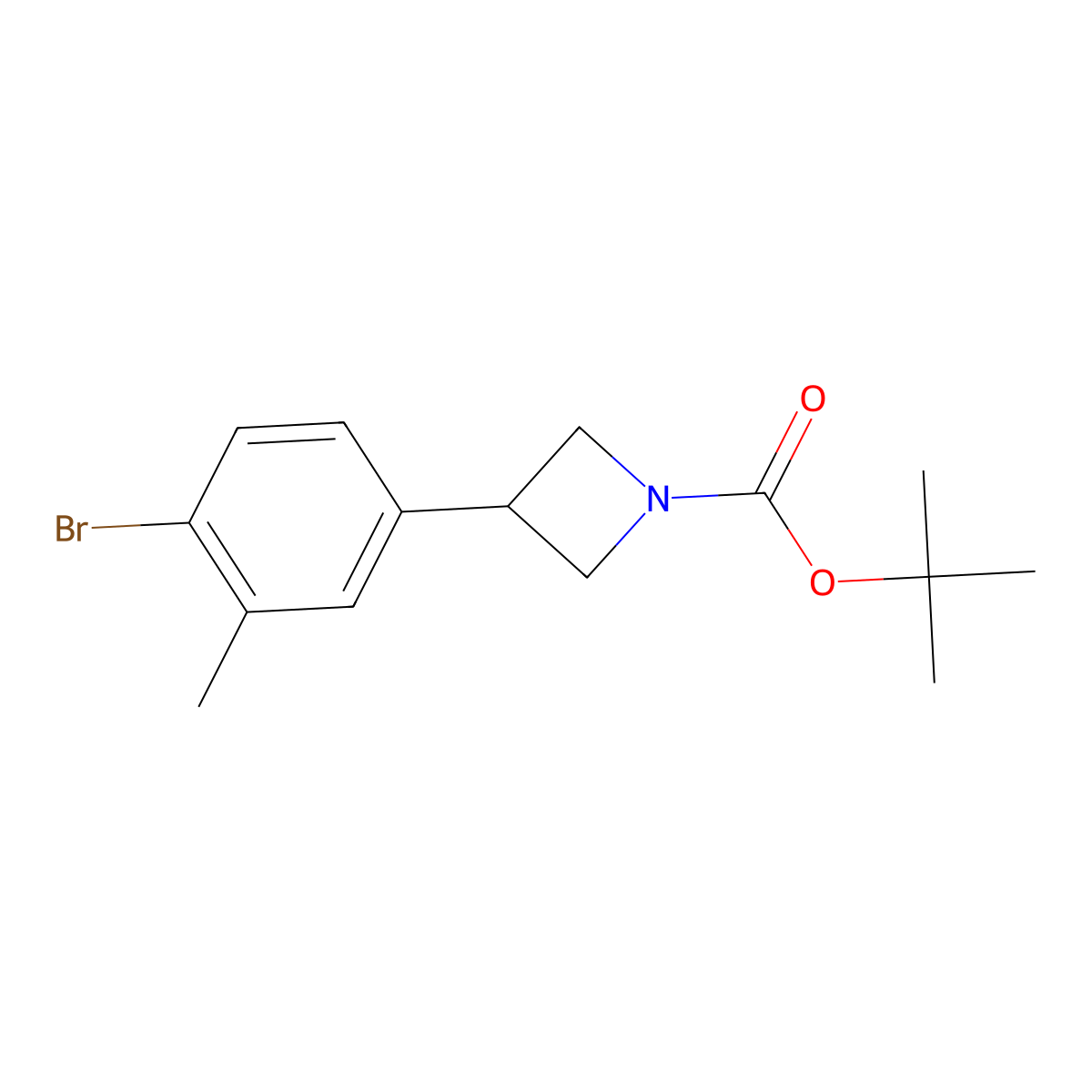 Tert-butyl 3-(4-bromo-3-methylphenyl)azetidine-1-carboxylate molecular structure, CAS 2222934-53-2