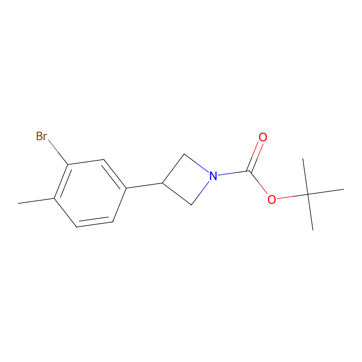 Tert-butyl 3-(3-bromo-4-methylphenyl)azetidine-1-carboxylate molecular structure, CAS 2222934-54-3
