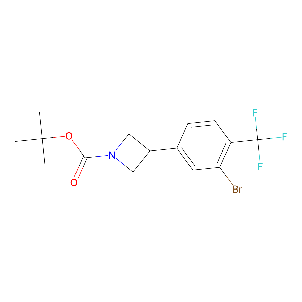 Tert-butyl 3-(3-bromo-4-(trifluoromethyl)phenyl)azetidine-1-carboxylate molecular structure, CAS 2222934-57-6