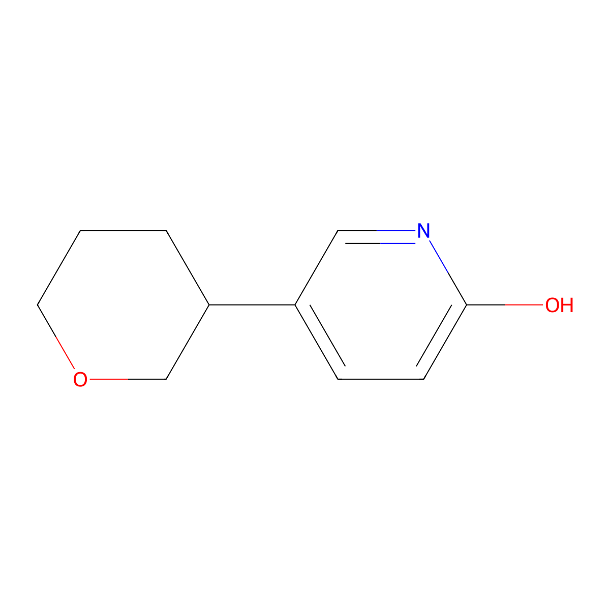 5-(tetrahydro-2H-pyran-3-yl)pyridin-2-ol molecular structure, CAS 2222934-58-7