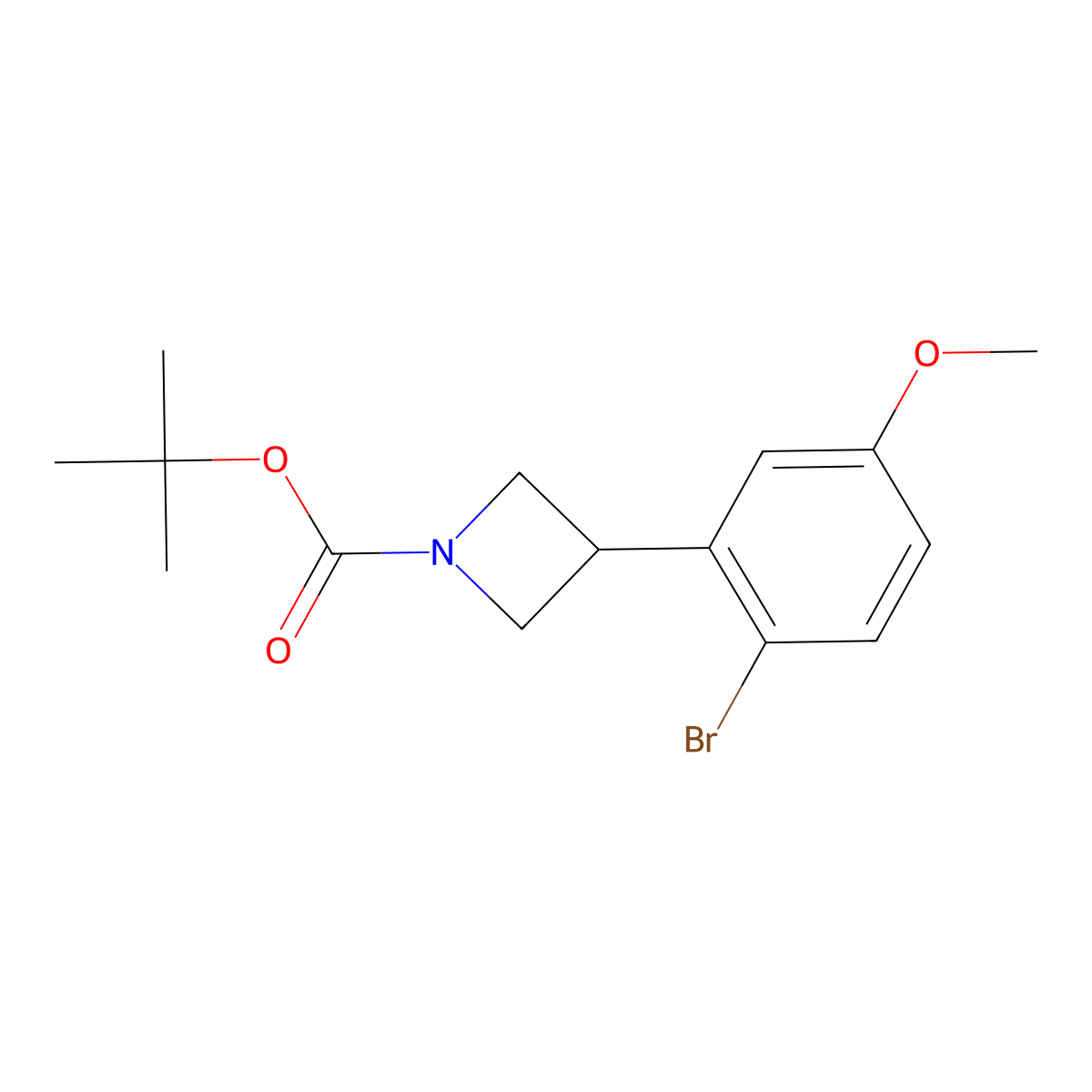 Tert-butyl 3-(2-bromo-5-methoxyphenyl)azetidine-1-carboxylate molecular structure, CAS 2222934-60-1