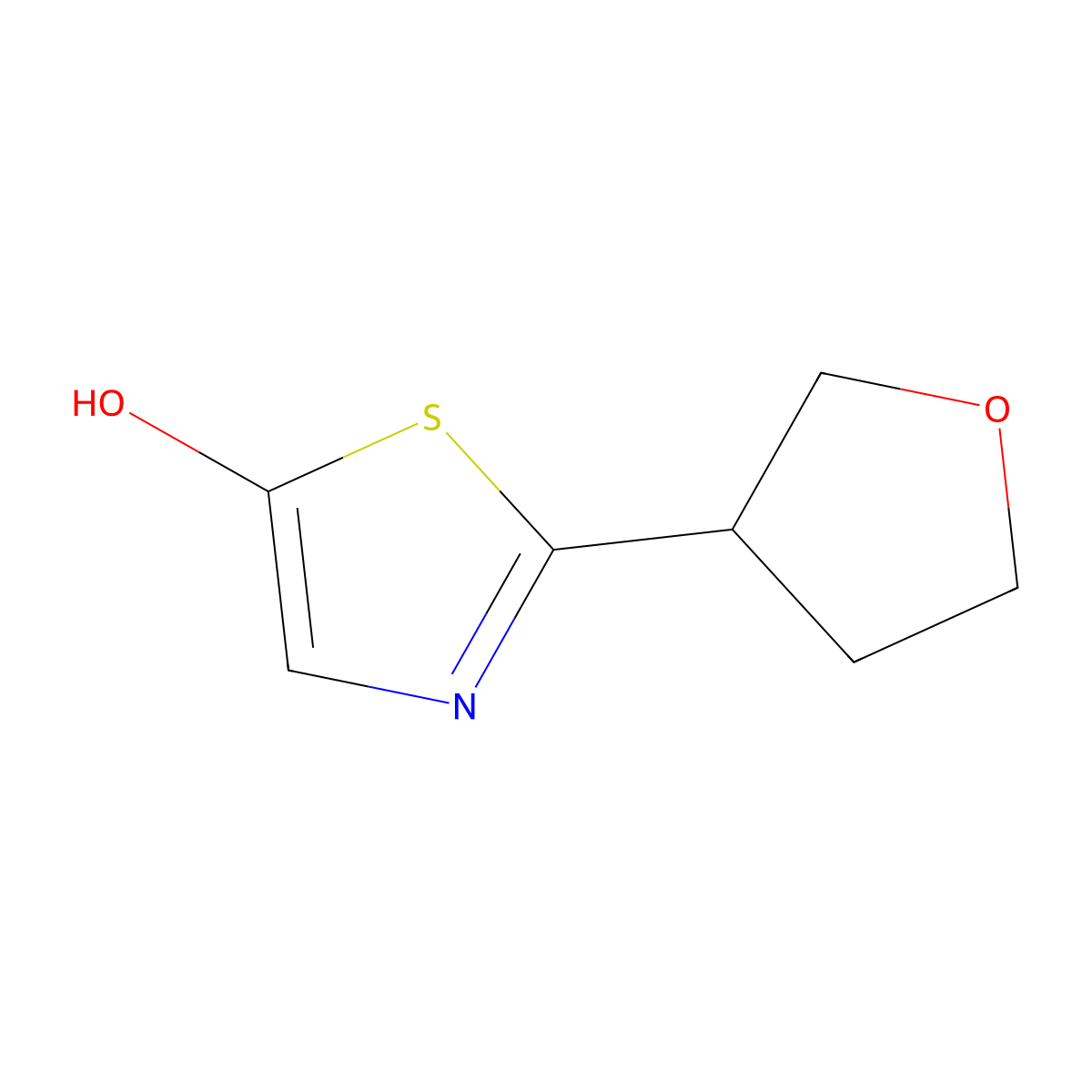 2-(Tetrahydrofuran-3-yl)thiazol-5-ol molecular structure, CAS 2222934-64-5