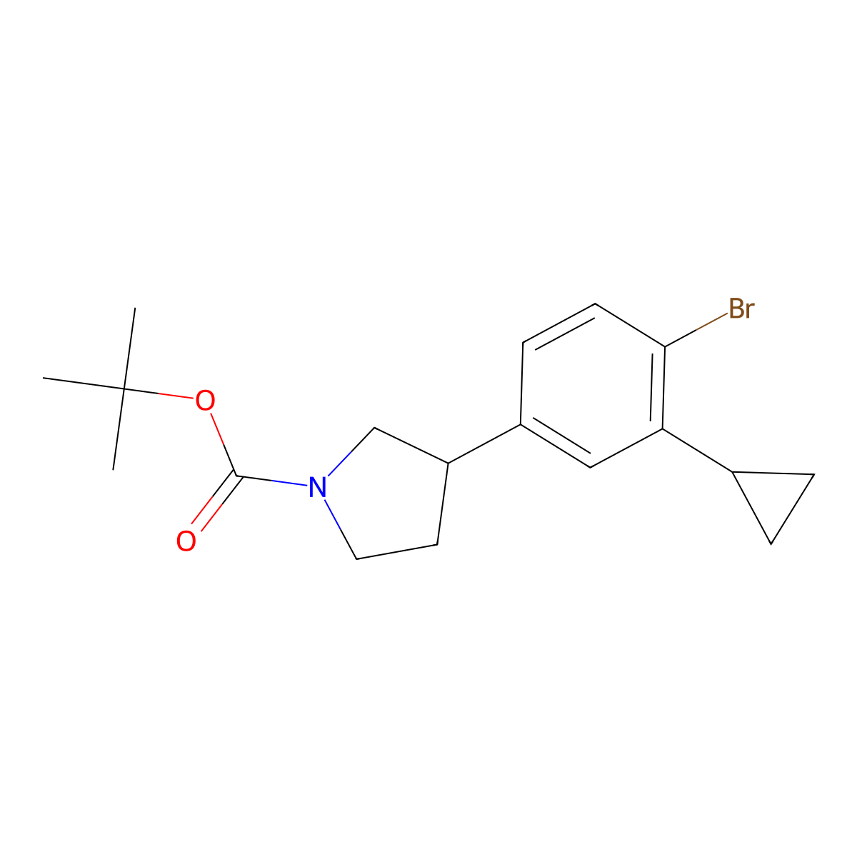 Tert-butyl 3-(4-bromo-3-cyclopropylphenyl)pyrrolidine-1-carboxylate molecular structure, CAS 2222934-66-7