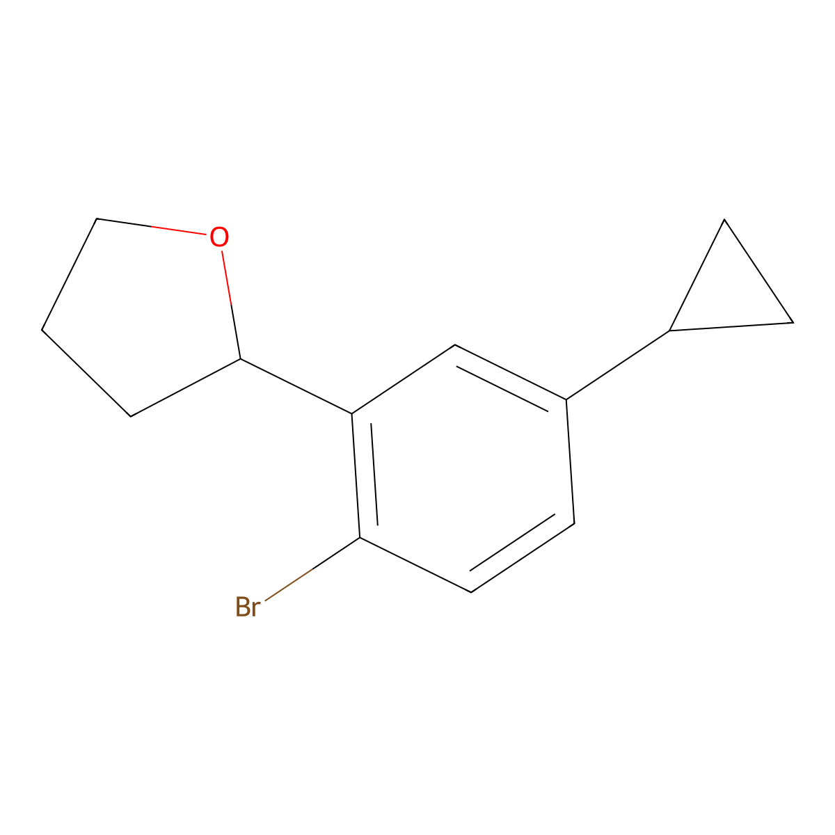 2-(2-Bromo-5-cyclopropylphenyl)tetrahydrofuran molecular structure, CAS 2222934-68-9