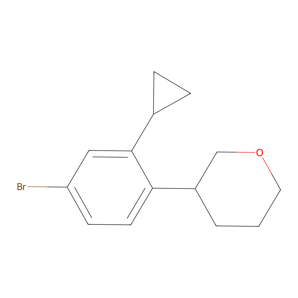 3-(4-bromo-2-cyclopropylphenyl)tetrahydro-2H-pyran molecular structure, CAS 2222934-71-4