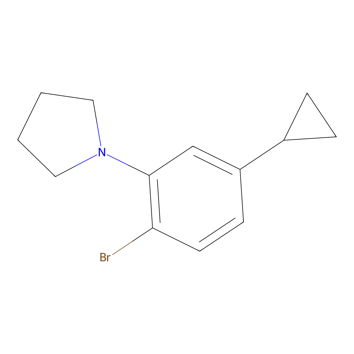 1-(2-Bromo-5-cyclopropylphenyl)pyrrolidine molecular structure, CAS 2222934-80-5