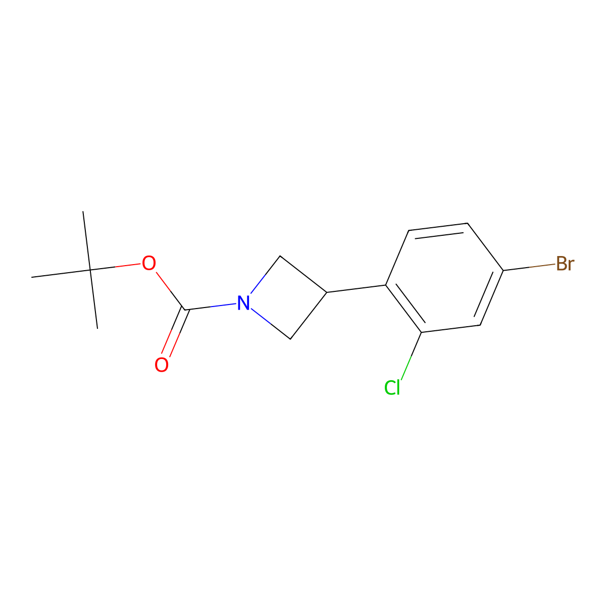 Tert-butyl 3-(4-bromo-2-chlorophenyl)azetidine-1-carboxylate molecular structure, CAS 2222934-82-7
