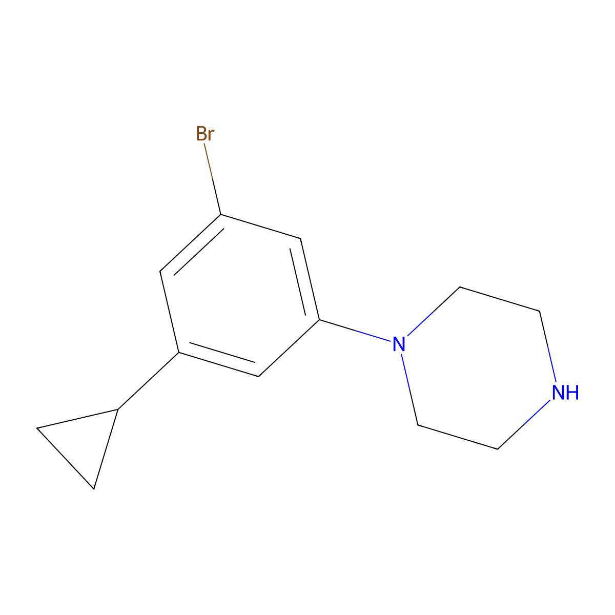 1-(3-Bromo-5-cyclopropylphenyl)piperazine molecular structure, CAS 2222934-83-8