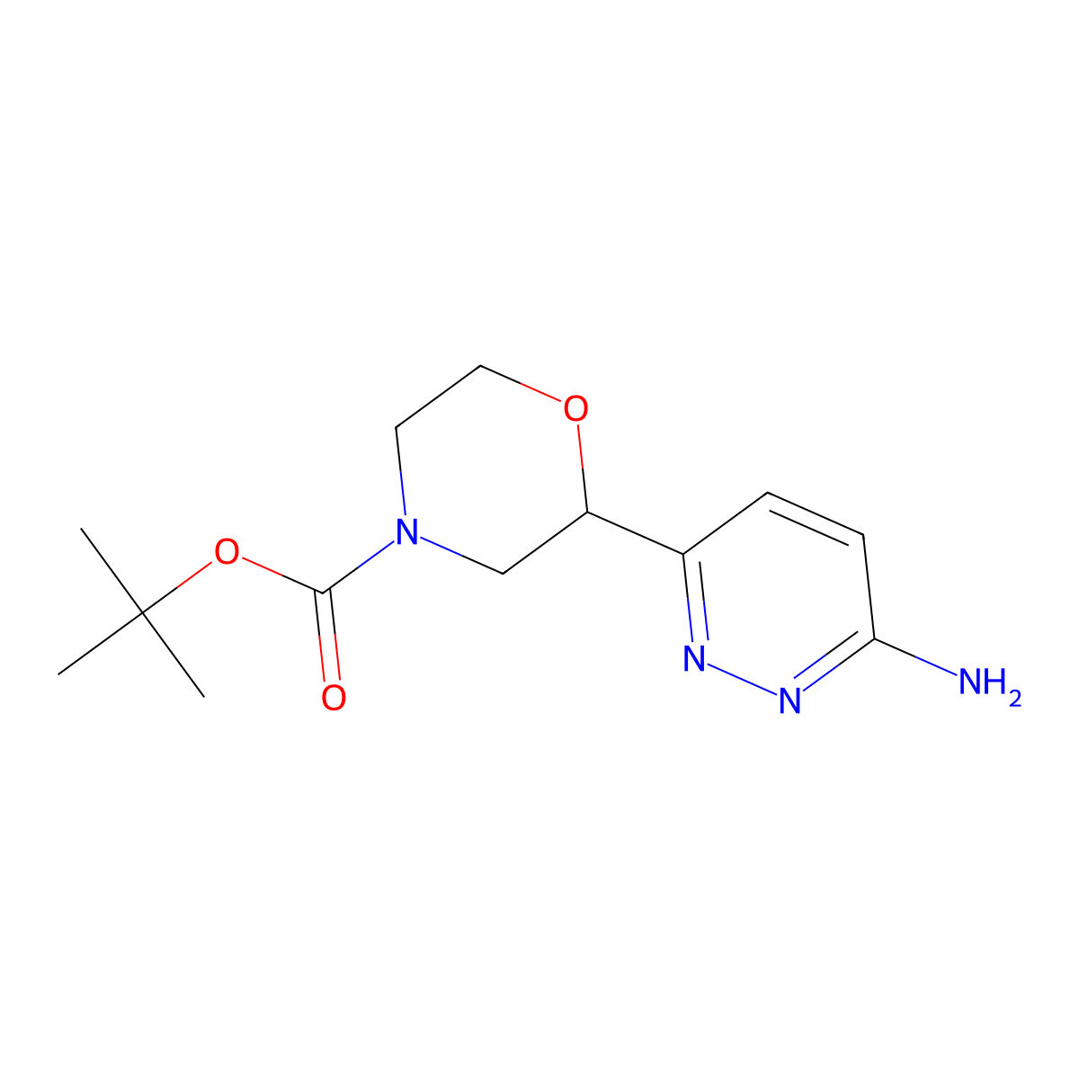 Tert-butyl 2-(6-aminopyridazin-3-yl)morpholine-4-carboxylate molecular structure, CAS 2222934-85-0