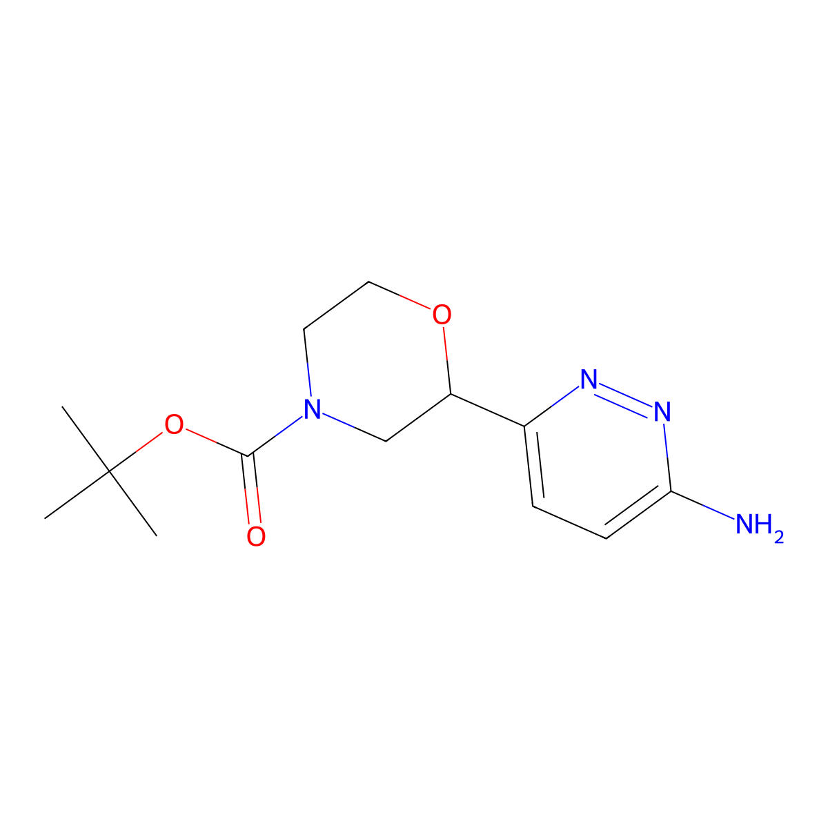 Tert-butyl 2-(6-aminopyridazin-3-yl)morpholine-4-carboxylate molecular structure, CAS 2222934-85-0