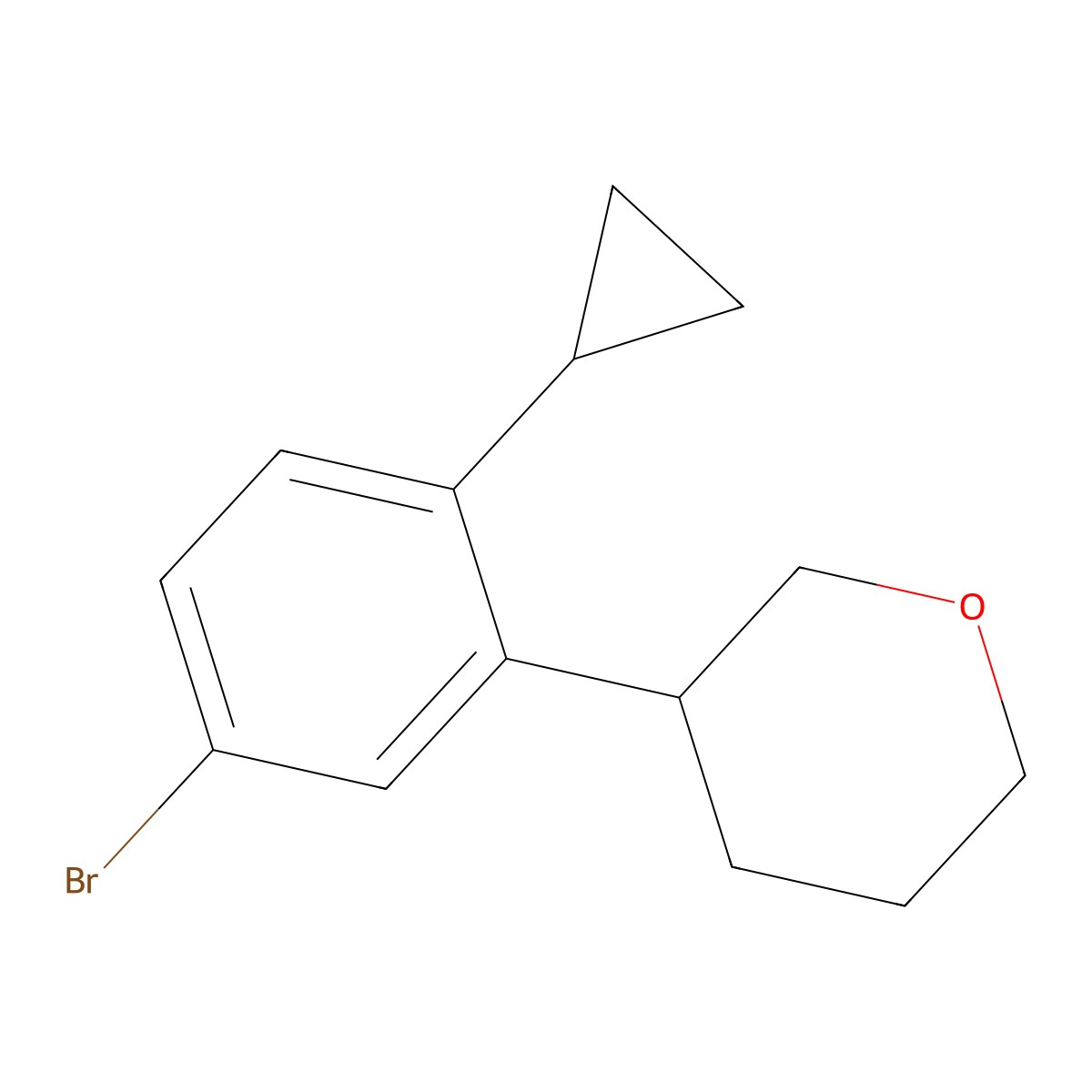 3-(5-bromo-2-cyclopropylphenyl)tetrahydro-2H-pyran molecular structure, CAS 2222934-86-1