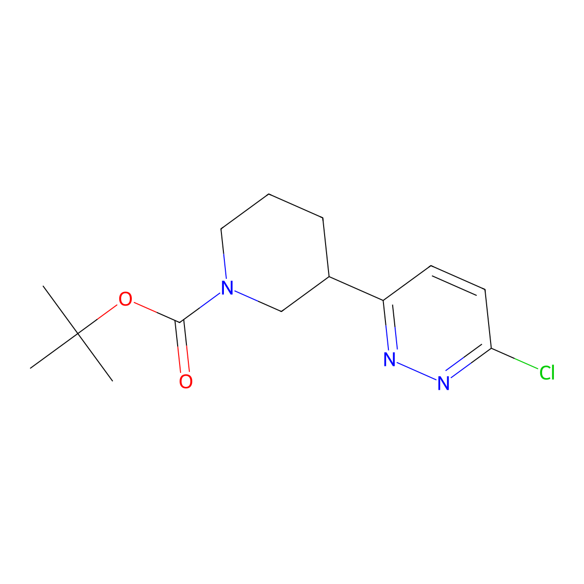 Tert-butyl 3-(6-chloropyridazin-3-yl)piperidine-1-carboxylate molecular structure, CAS 2222934-88-3