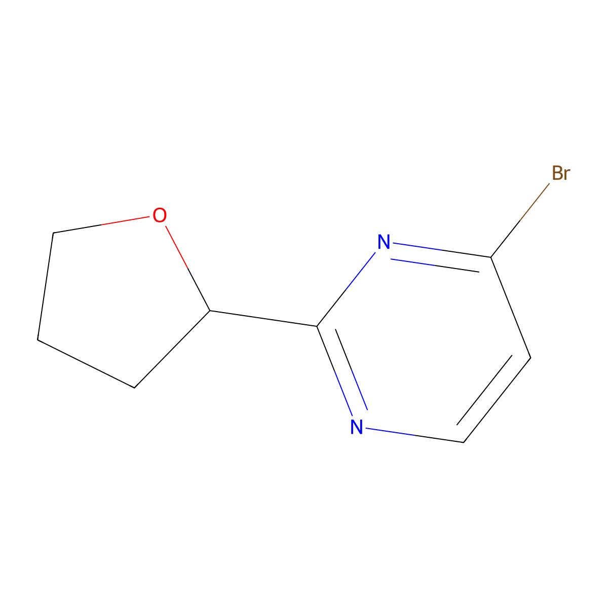 4-Bromo-2-(tetrahydrofuran-2-yl)pyrimidine molecular structure, CAS 2222934-94-1