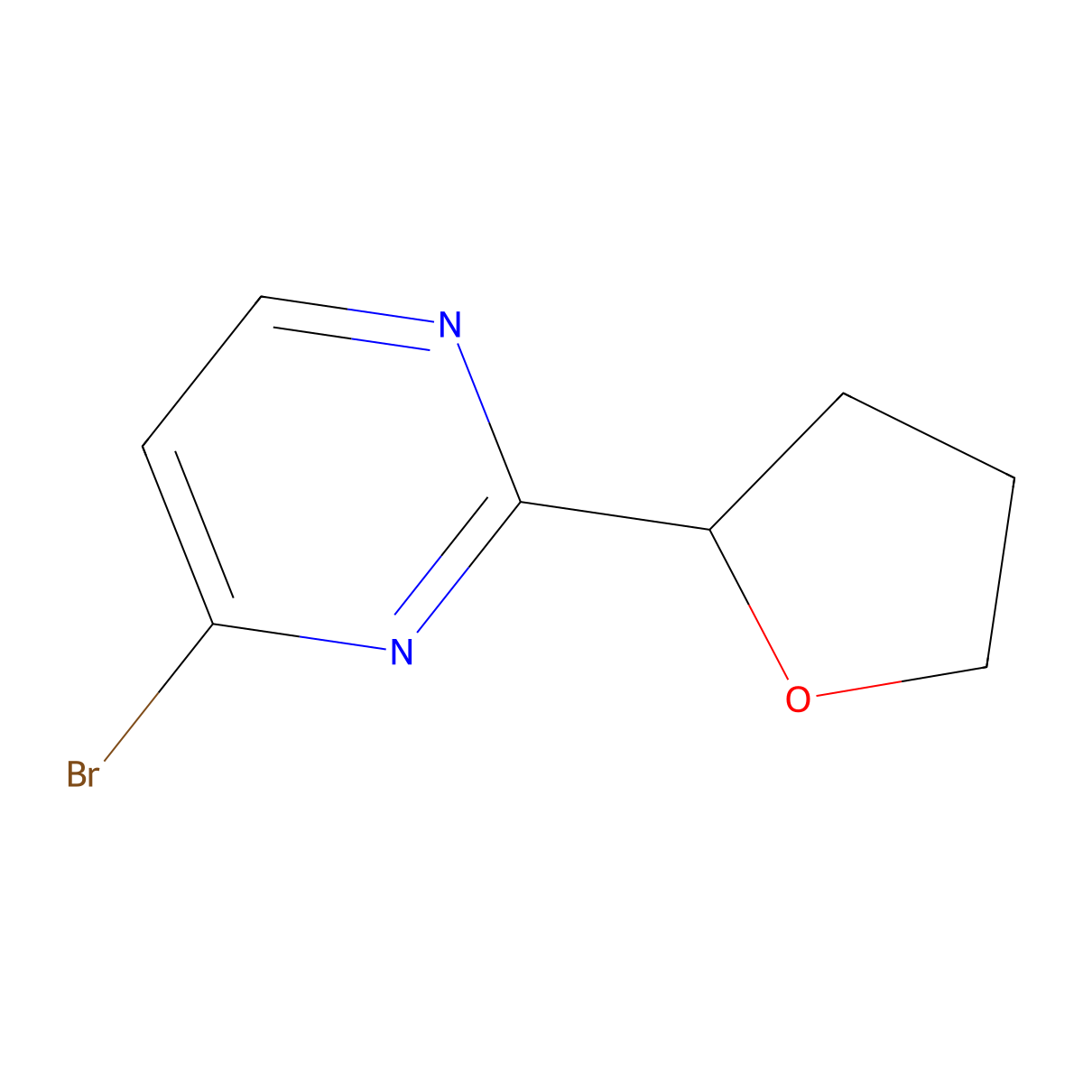4-Bromo-2-(tetrahydrofuran-2-yl)pyrimidine molecular structure, CAS 2222934-94-1
