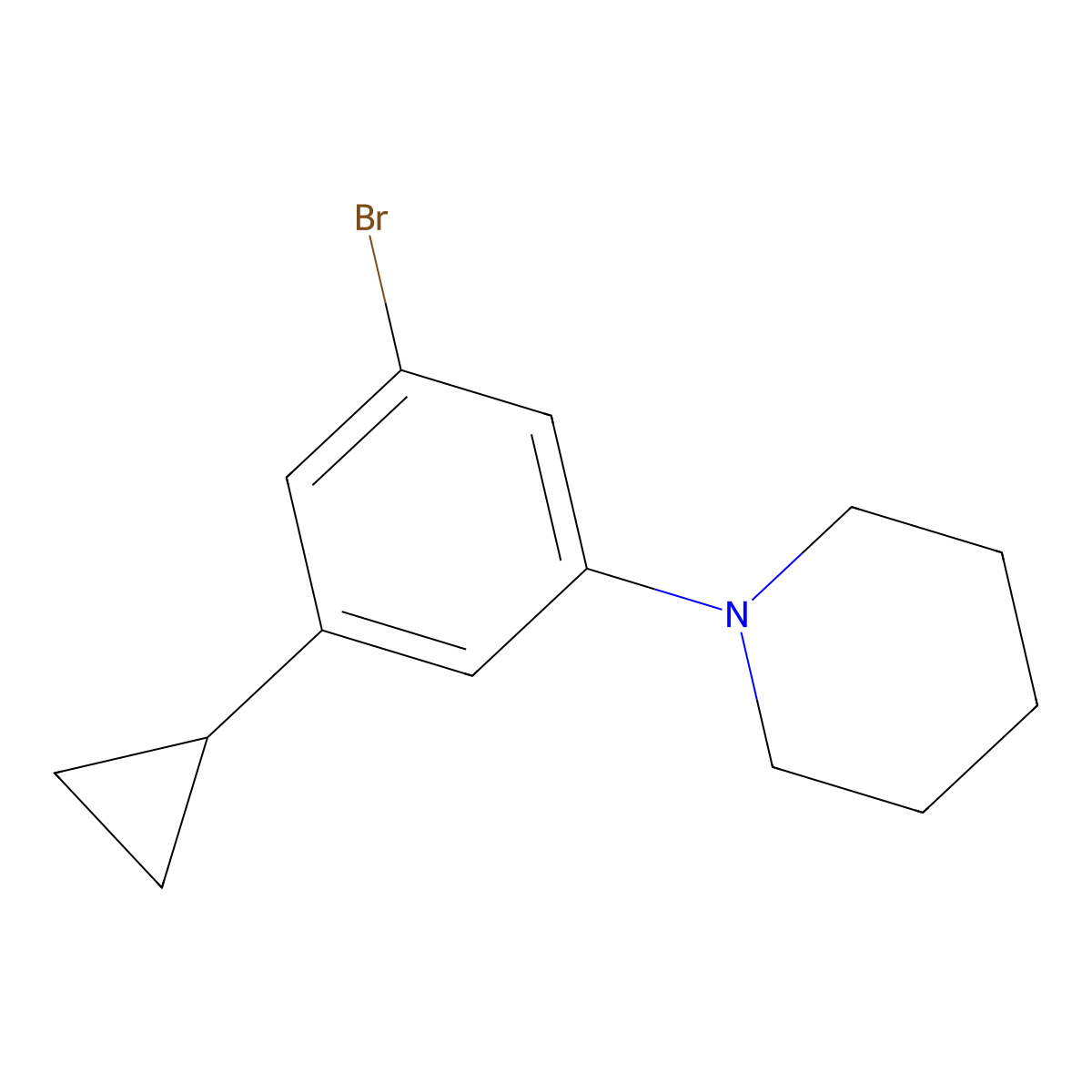 1-(3-Bromo-5-cyclopropylphenyl)piperidine molecular structure, CAS 2222934-95-2