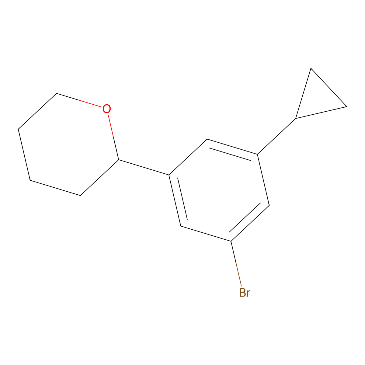 2-(3-bromo-5-cyclopropylphenyl)tetrahydro-2H-pyran molecular structure, CAS 2222934-96-3