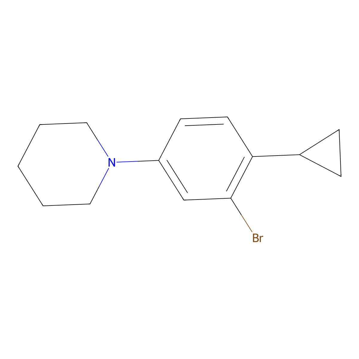 1-(3-Bromo-4-cyclopropylphenyl)piperidine molecular structure, CAS 2222934-99-6
