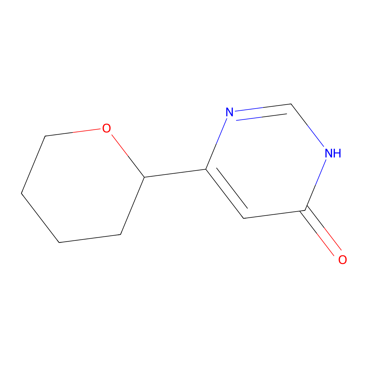 6-(tetrahydro-2H-pyran-2-yl)pyrimidin-4-ol molecular structure, CAS 2222935-03-5