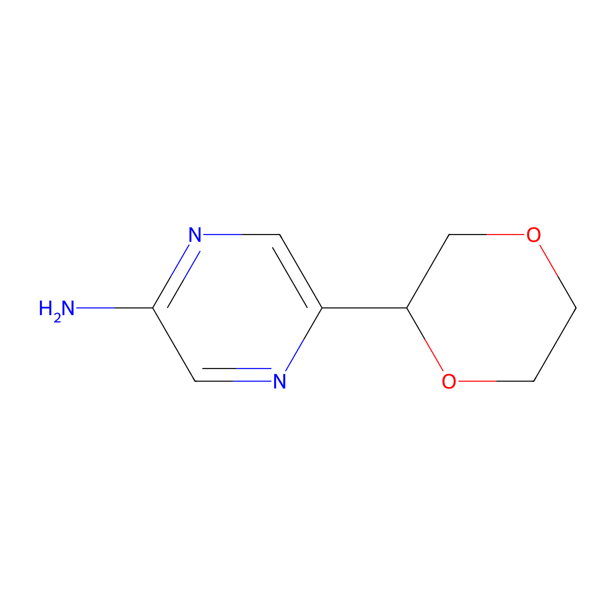 5-(1,4-Dioxan-2-yl)pyrazin-2-amine molecular structure, CAS 2222935-09-1