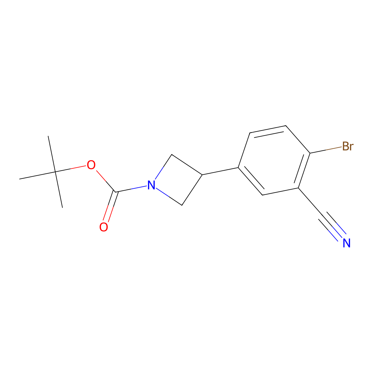 Tert-butyl 3-(4-bromo-3-cyanophenyl)azetidine-1-carboxylate molecular structure, CAS 2222935-13-7