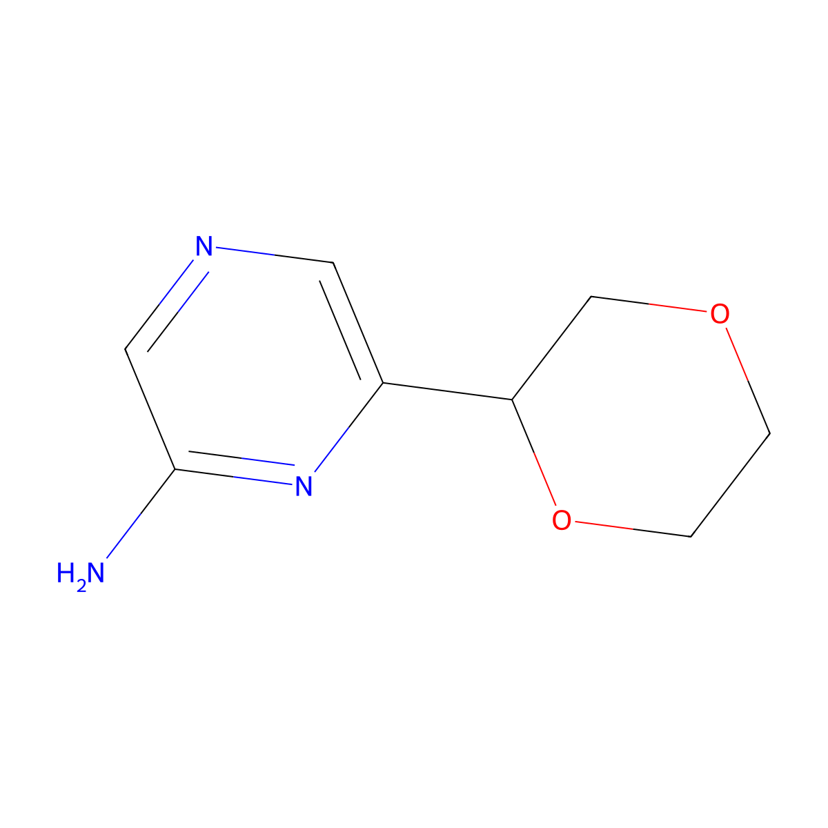 6-(1,4-Dioxan-2-yl)pyrazin-2-amine molecular structure, CAS 2222935-16-0